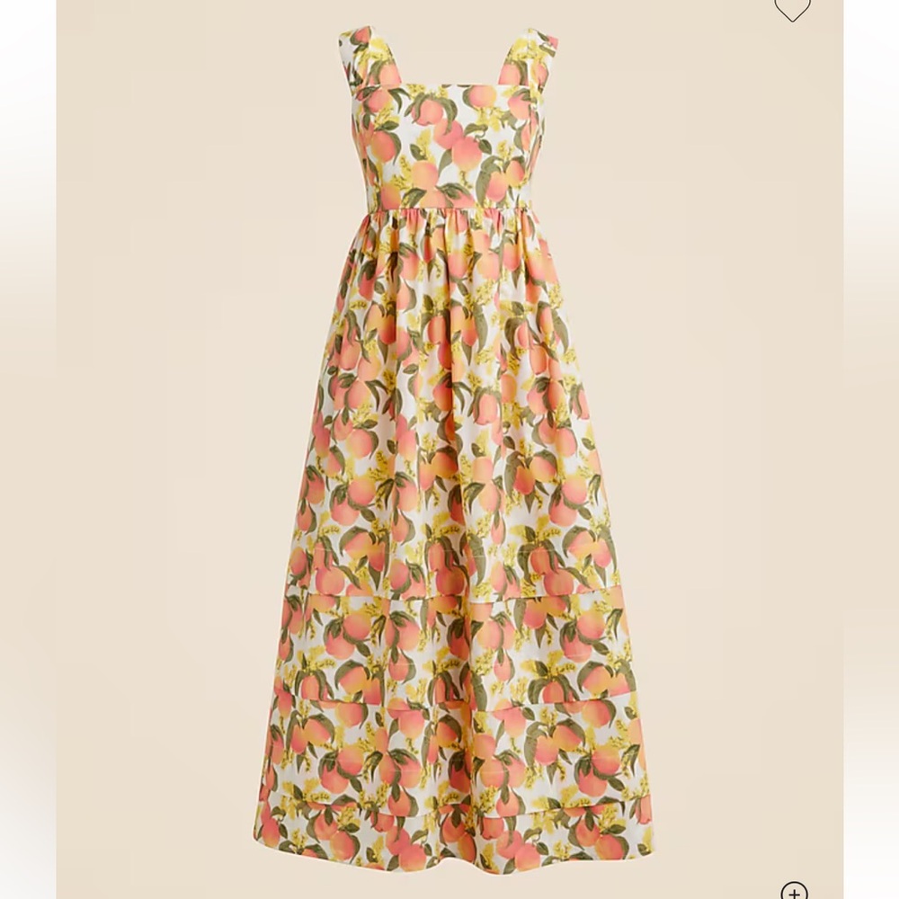 New w/tags J. Crew squareneck midi dress in cotton poplin, peach pattern